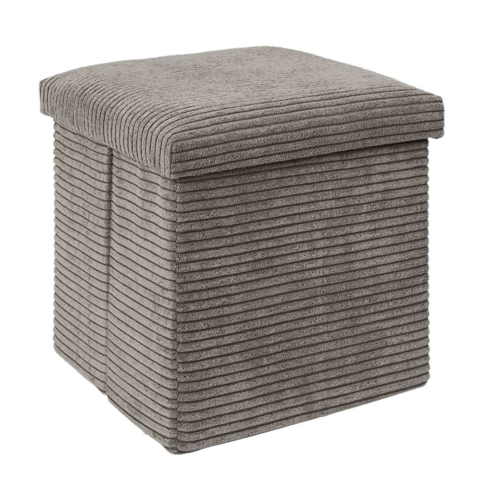 Pouf de rangement pliable effet côtelé taupe Pouf de rangement pliable effet côtelé taupe