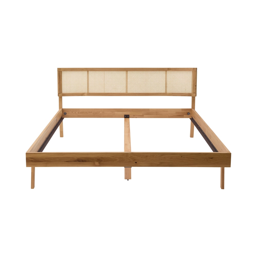 Lit en bois massif et en cannage 140 x 190 cm - Maisons du Monde
