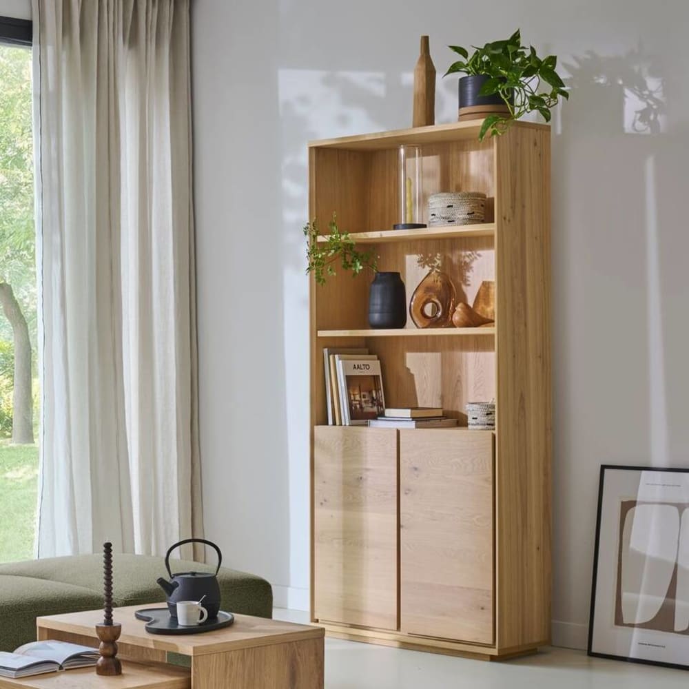 Bibliothèque effet bois clair 2 portes h 200 - Maisons du Monde
