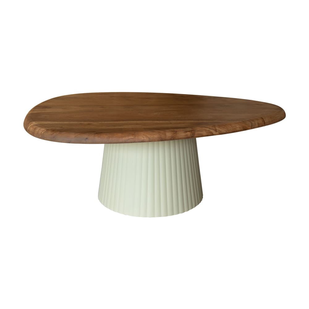 Table basse en bois d'acacia et pied en métal écru - Maisons du Monde