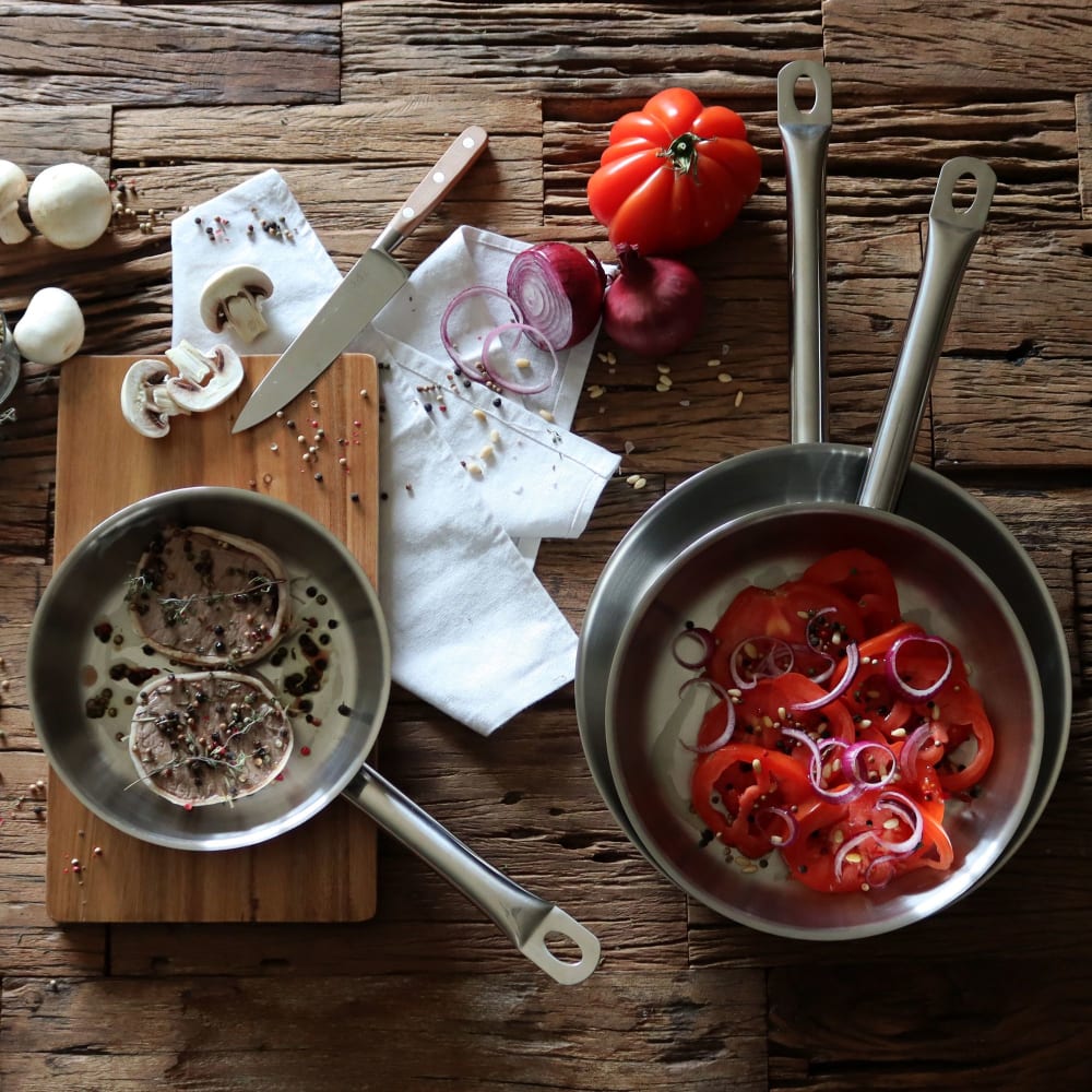 Lot de 3 casseroles en acier inoxydable - tous feux