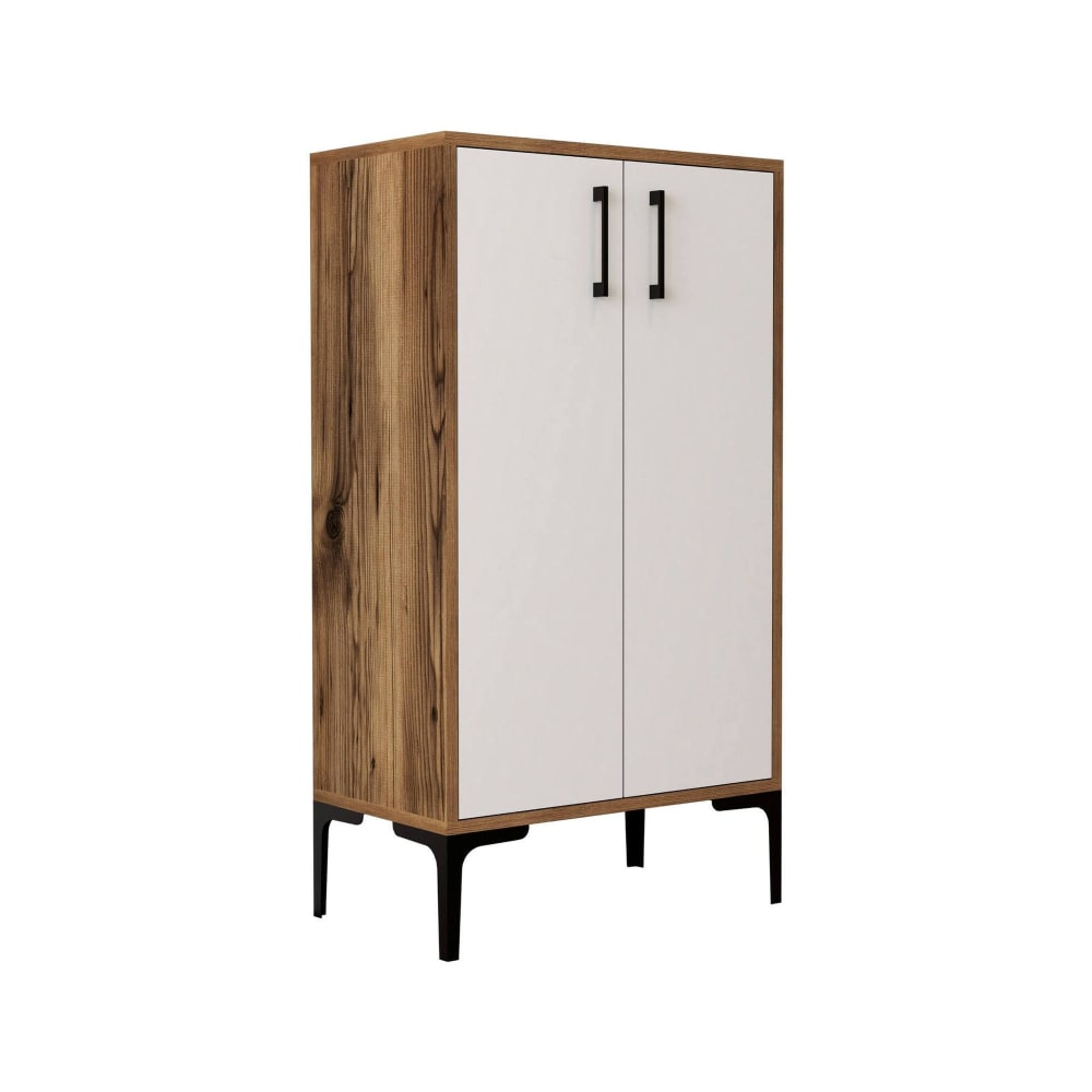 Meuble à chaussures effet bois beige, blanc 60x35  cm