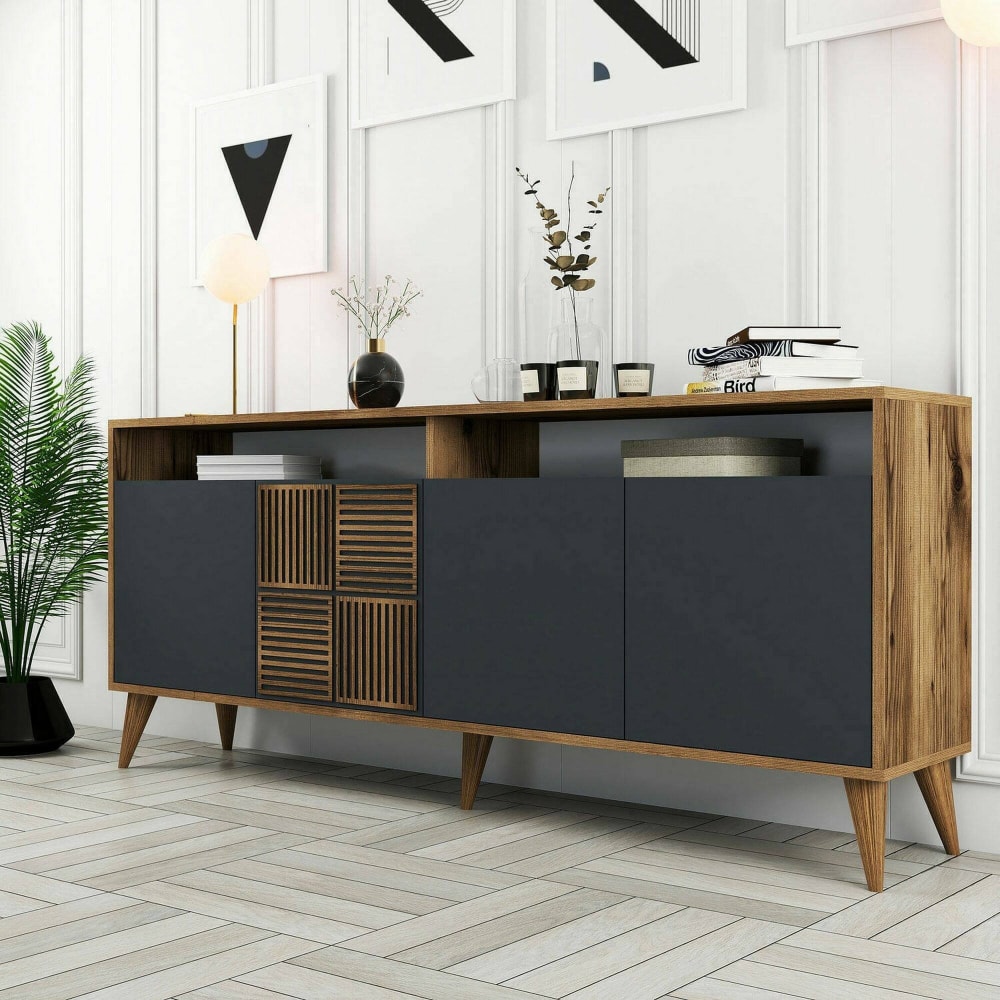 Console effet bois beige, anthracite 180x35 cm - Maisons du Monde