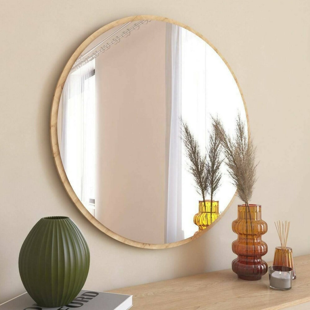 Miroir bois noble chêne brun 60x60h cm