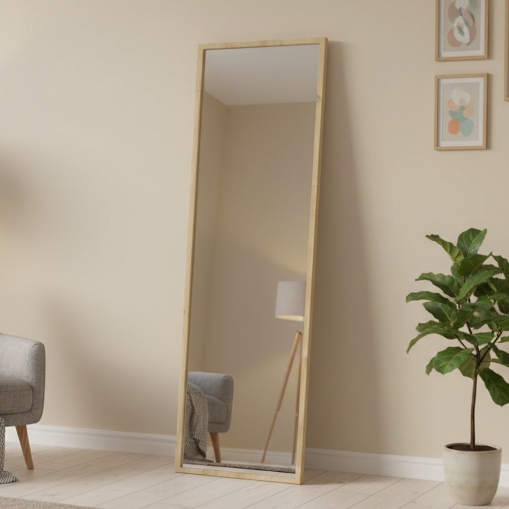 Miroir bois nobilé chêne brun 50x160h cm