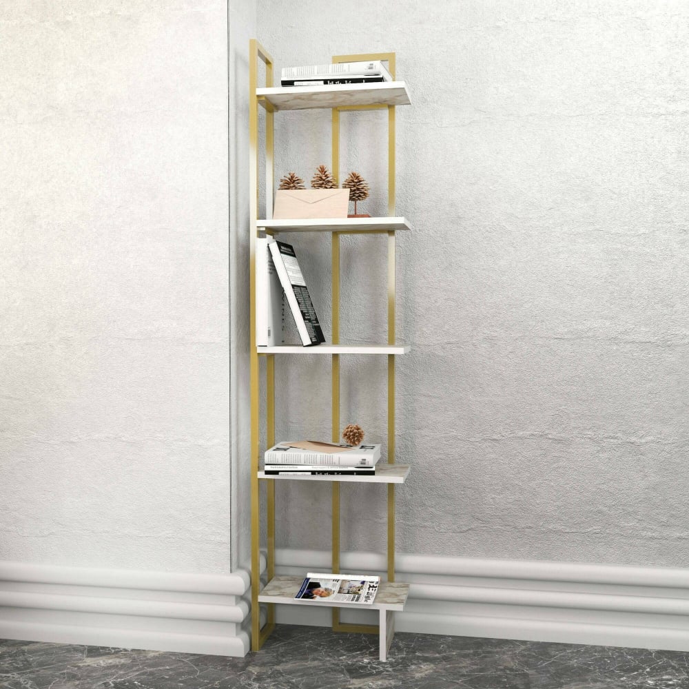 Bibliothèque effet bois or blanc 45x22 cm - Maisons du Monde