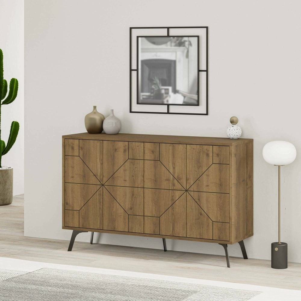 Buffet effet bois beige 123x35 cm - Maisons du Monde
