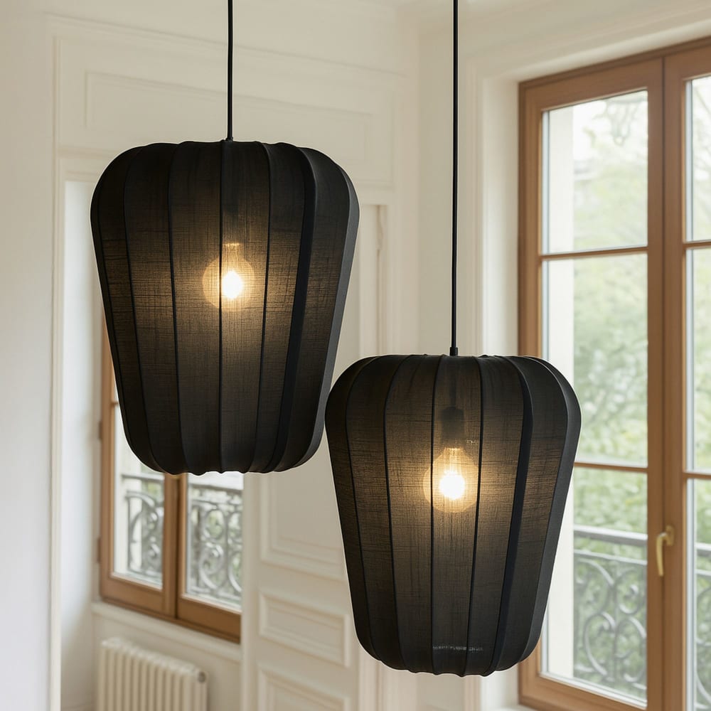 Suspension en coton noir et métal h35cm — vue 4