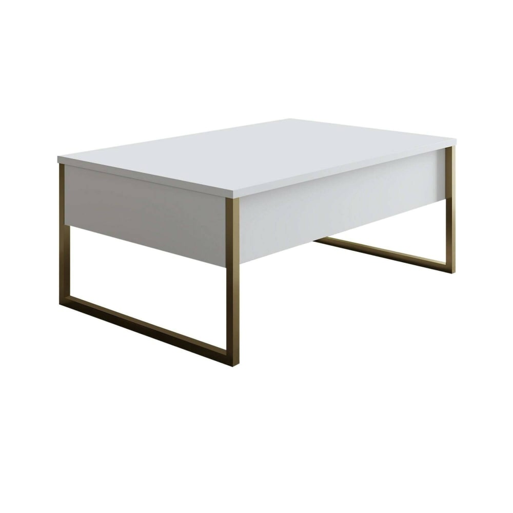 Table basse métal blanc 90x60x40h cm