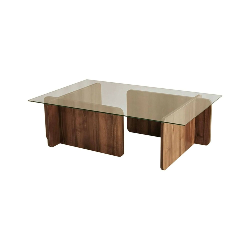 Table basse en bois mélaminé brun noyer