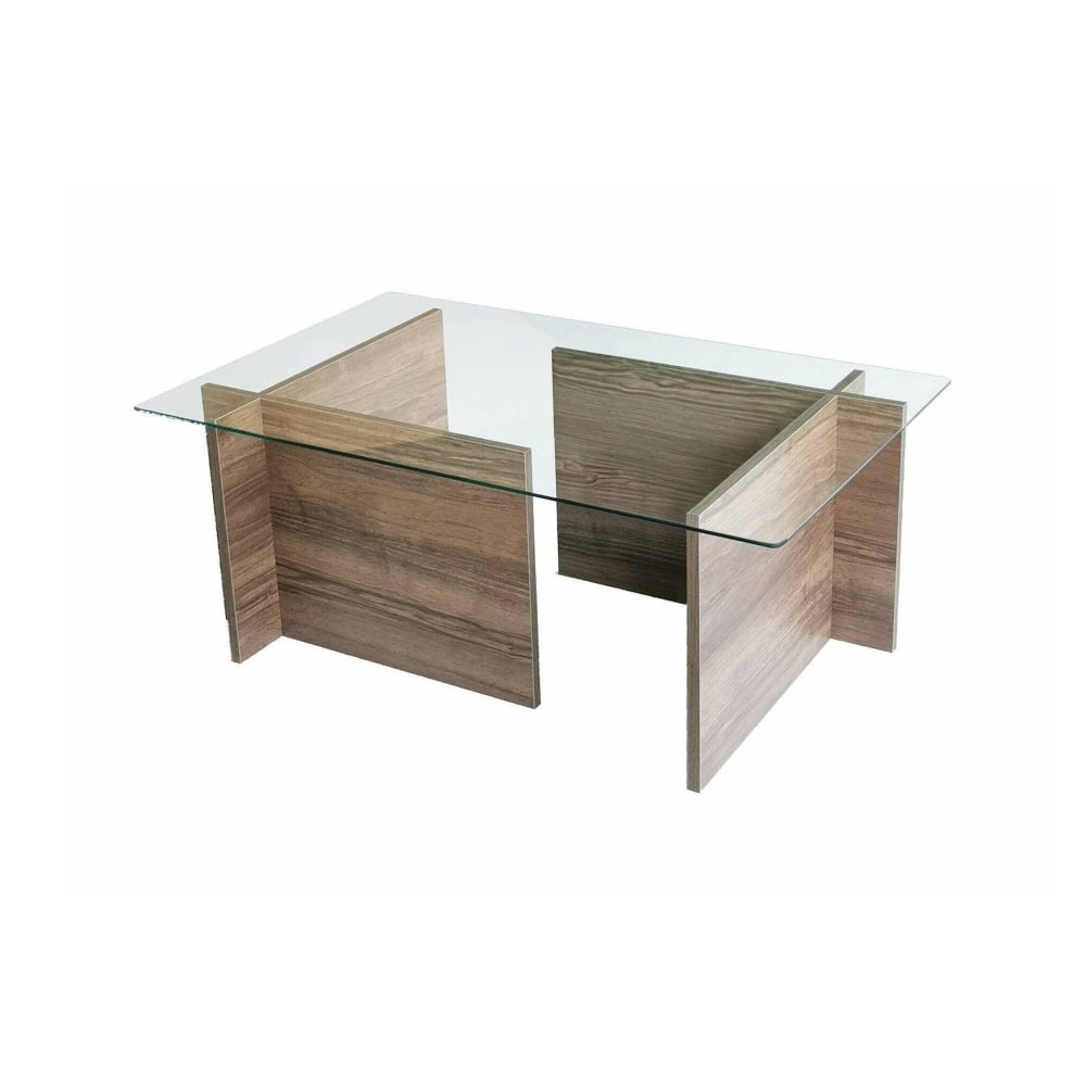 Table basse en bois mélaminé - noyer