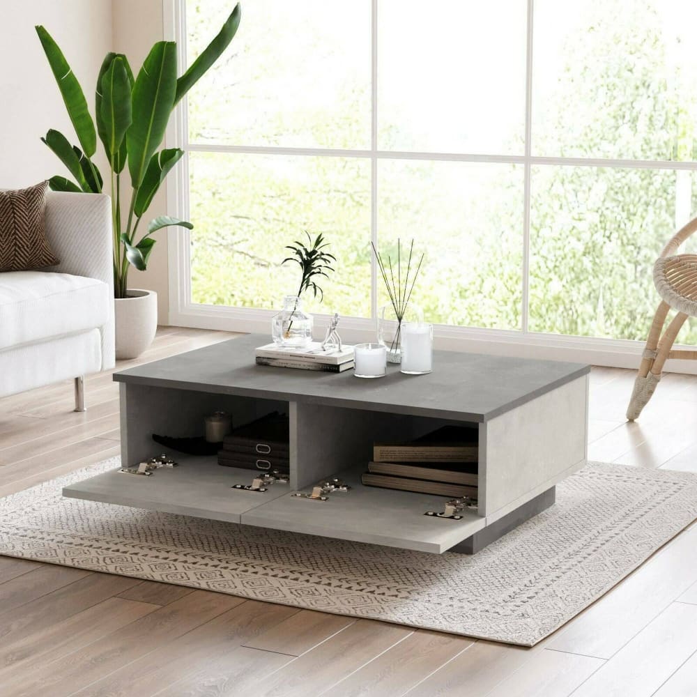 Table basse effet bois argent, anthracite 90x60 cm - Maisons du Monde