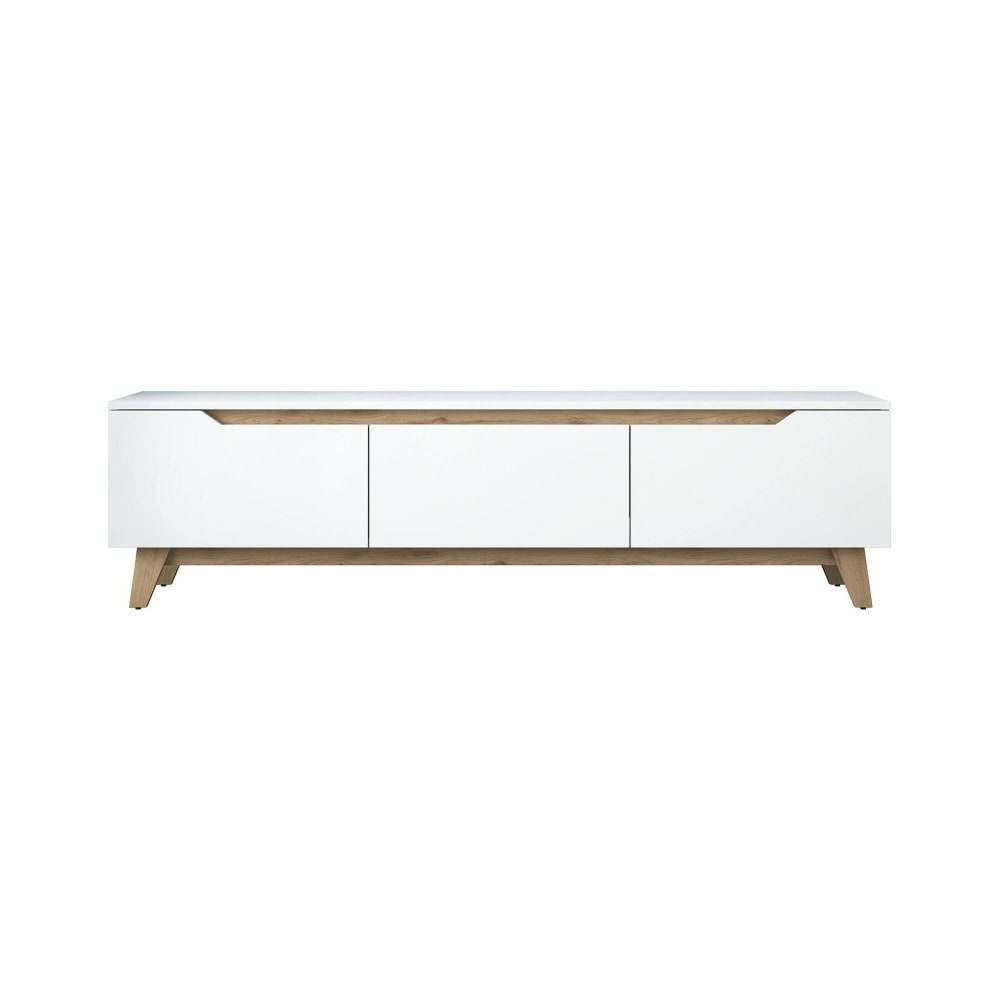Meuble TV effet bois blanc, beige 180x35  cm