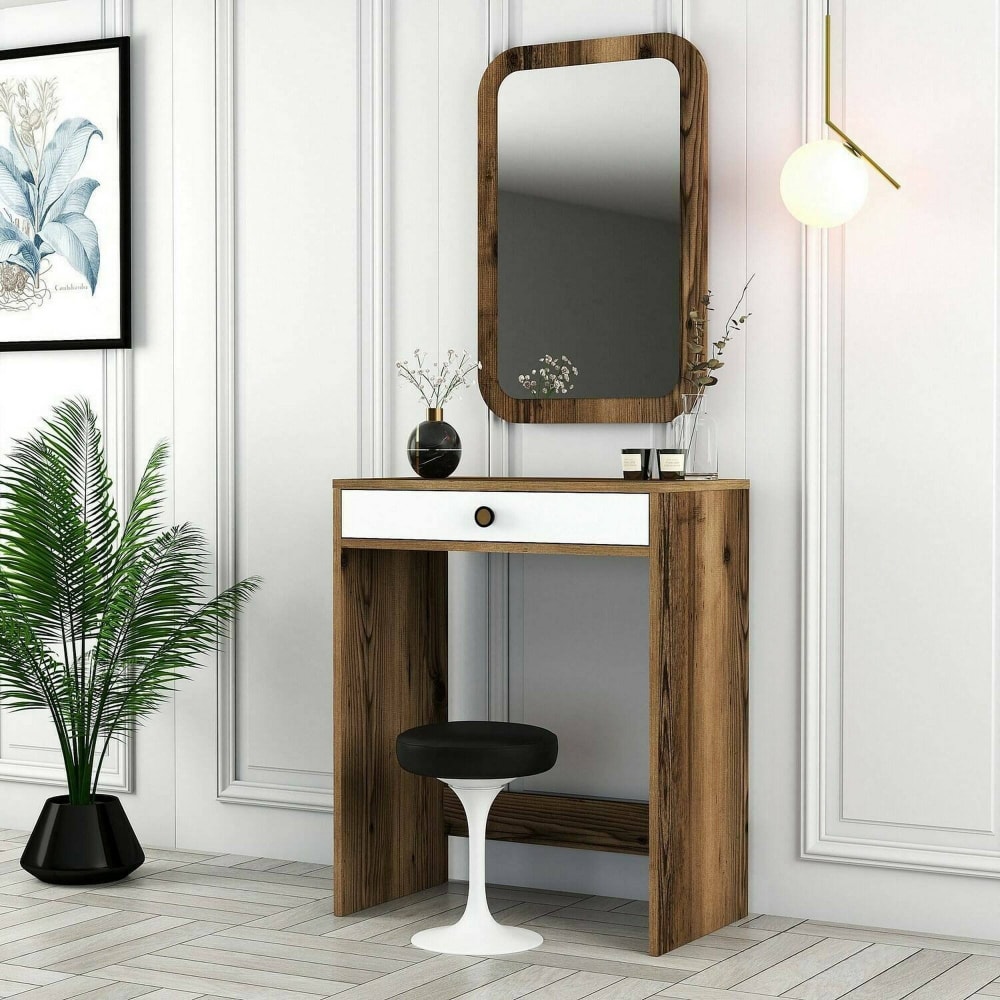 Console effet bois beige, blanc 70x85 cm - Maisons du Monde