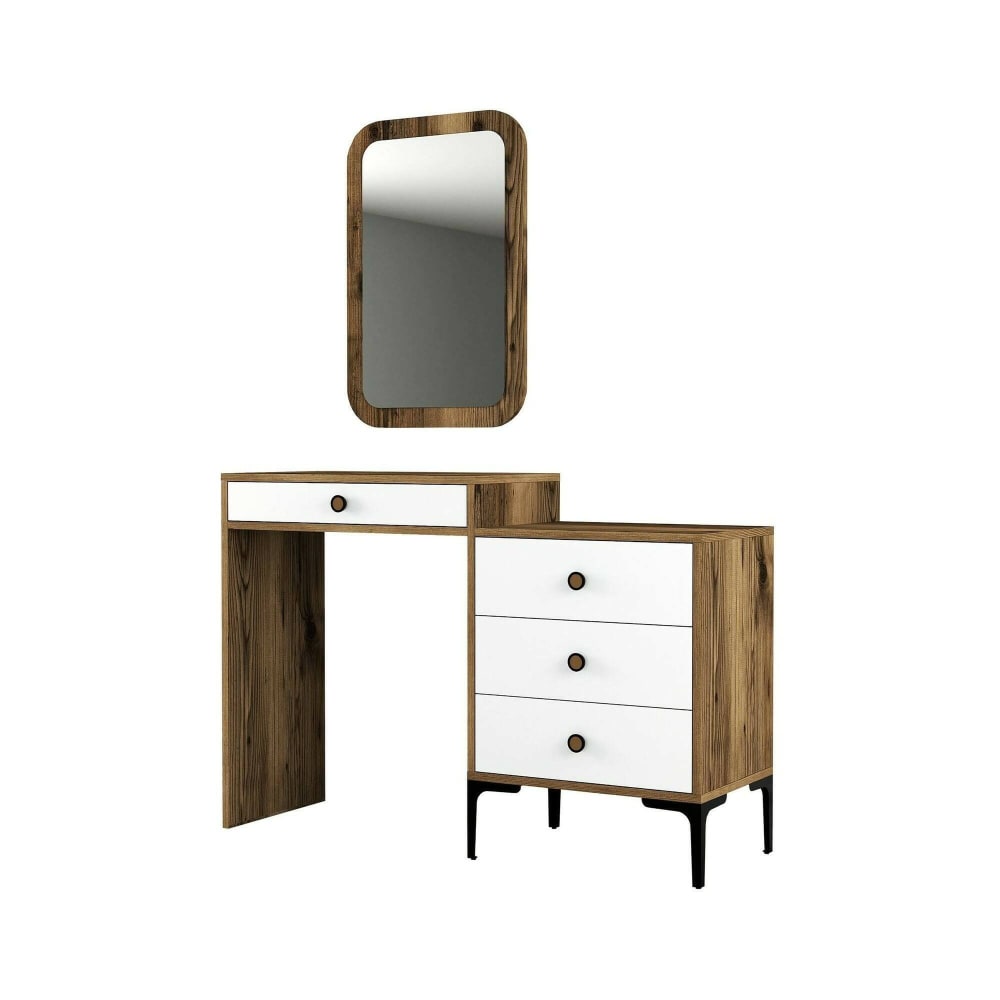 Console effet bois beige, blanc 124x40  cm