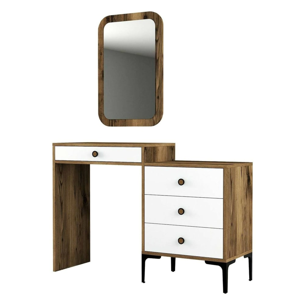 Dmora Konsolentisch Holzeffekt walnuss, weiß 124x40 cm style modern Braun Metall