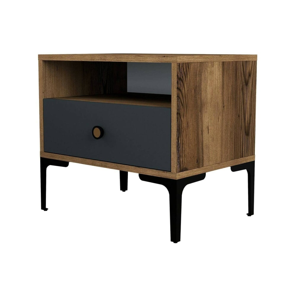 Chevet effet bois beige, anthracite 56x40  cm