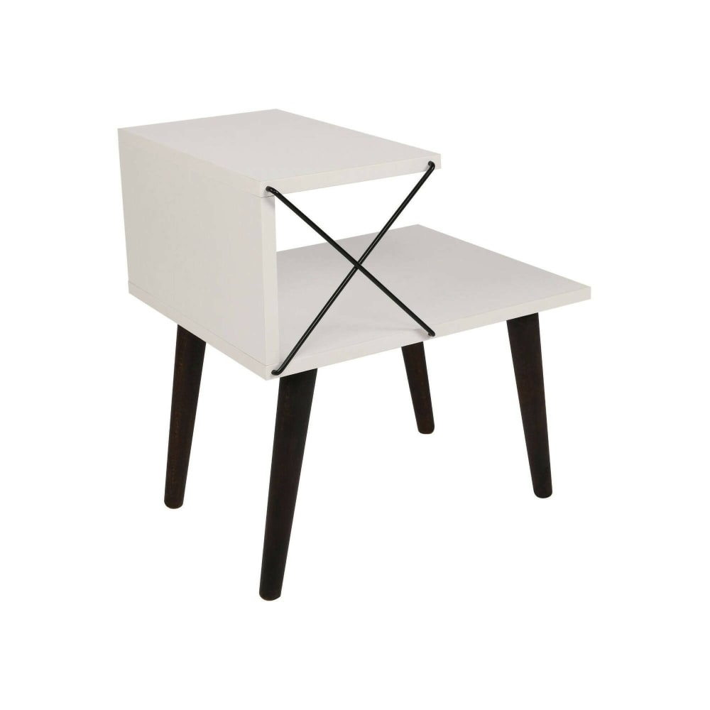 Dmora Nachttisch Holzeffekt weiß 50x40 cm style modern - Holz