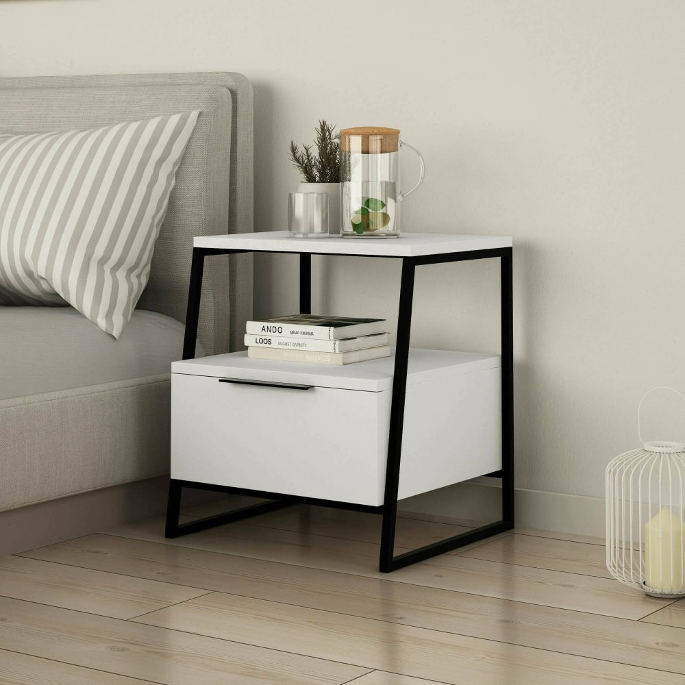 Nachttisch Holzeffekt weiß 45x40  cm - Maisons Du Monde