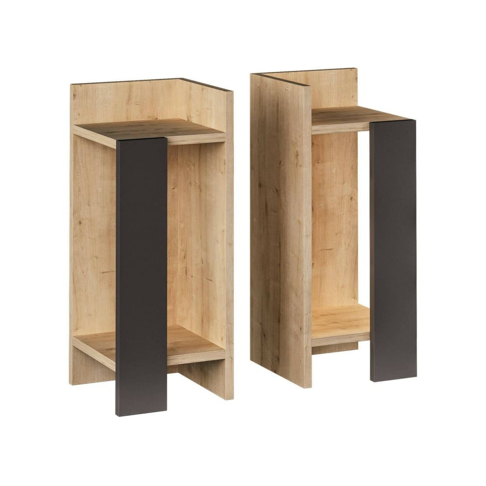 Dmora Nachttisch Holzeffekt eiche, anthrazit 25x27 cm style modern Braun Holz