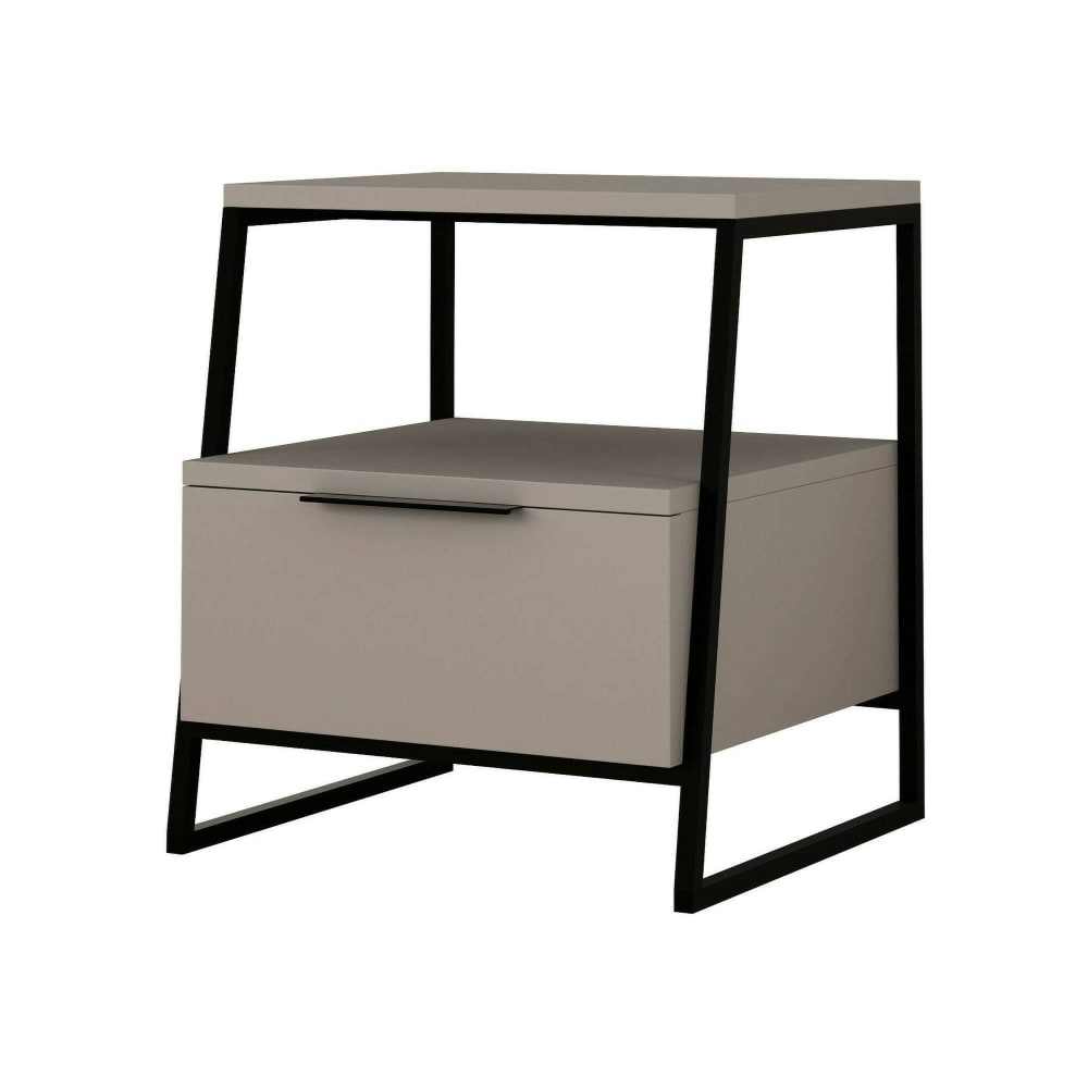 Dmora Nachttisch Holzeffekt taubengrau 45x40 cm style modern - Holz