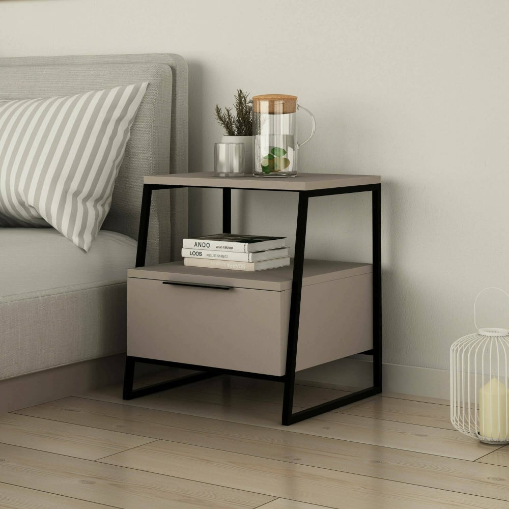 Chevet effet bois gris tourterelle 45x40 cm - Maisons du Monde