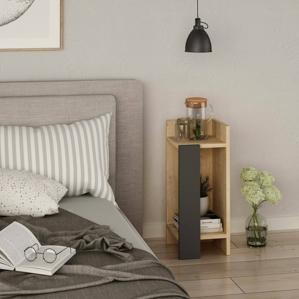 Nachttisch Holzeffekt eiche, anthrazit 25x27  cm - Maisons Du