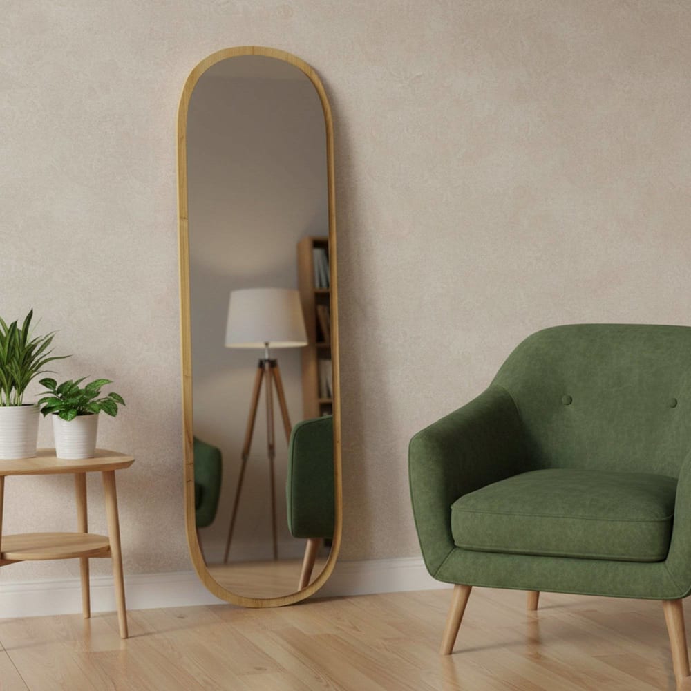 Miroir en verre beige 40x2  cm