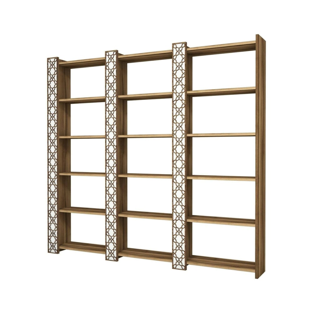 Bibliothèque effet bois beige, blanc 185x24  cm