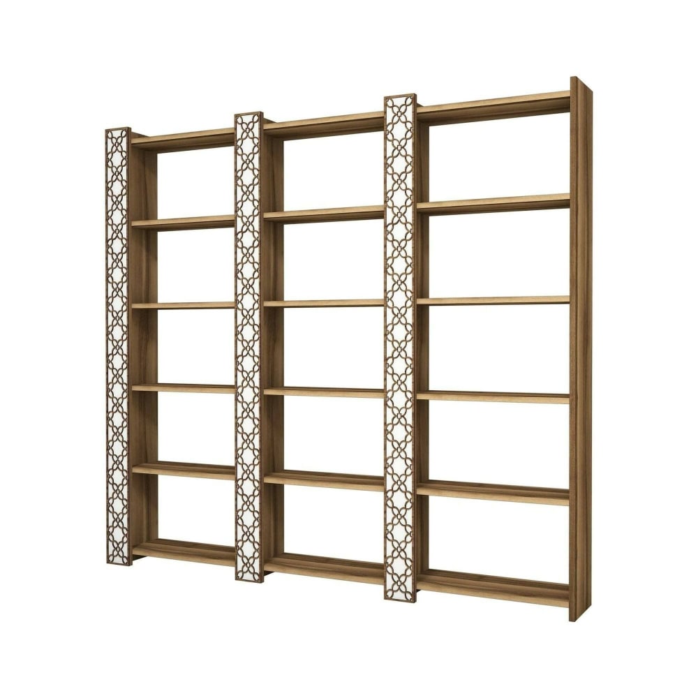 Dmora Bücherregal Holzeffekt walnuss, weiß 185x24 cm style modern Braun Holz