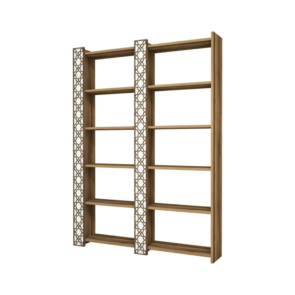 Dmora Bücherregal Holzeffekt walnuss, weiß 125x24 cm style modern Braun Holz