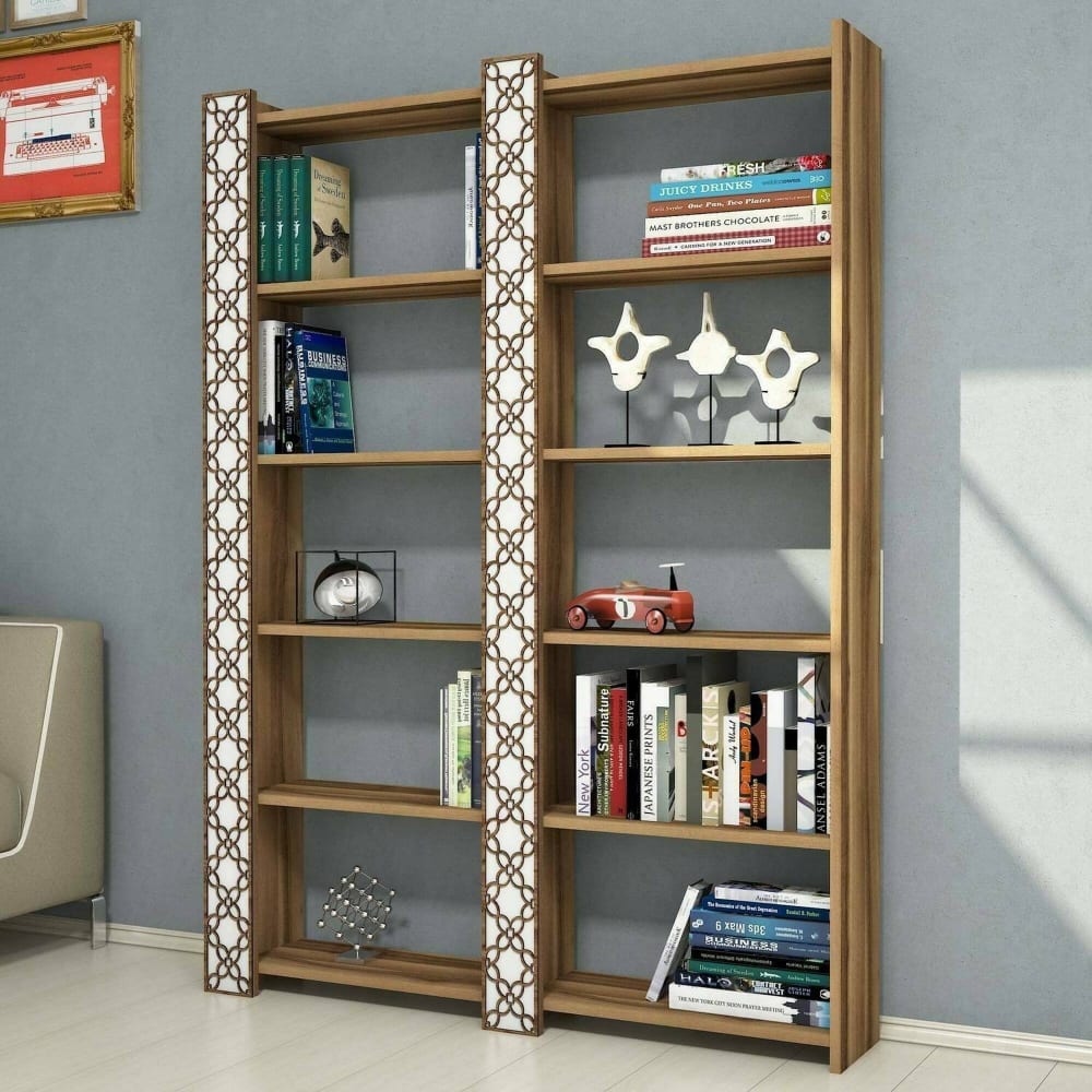 Bücherregal Holzeffekt walnuss, weiß 125x24 cm - Maisons Du