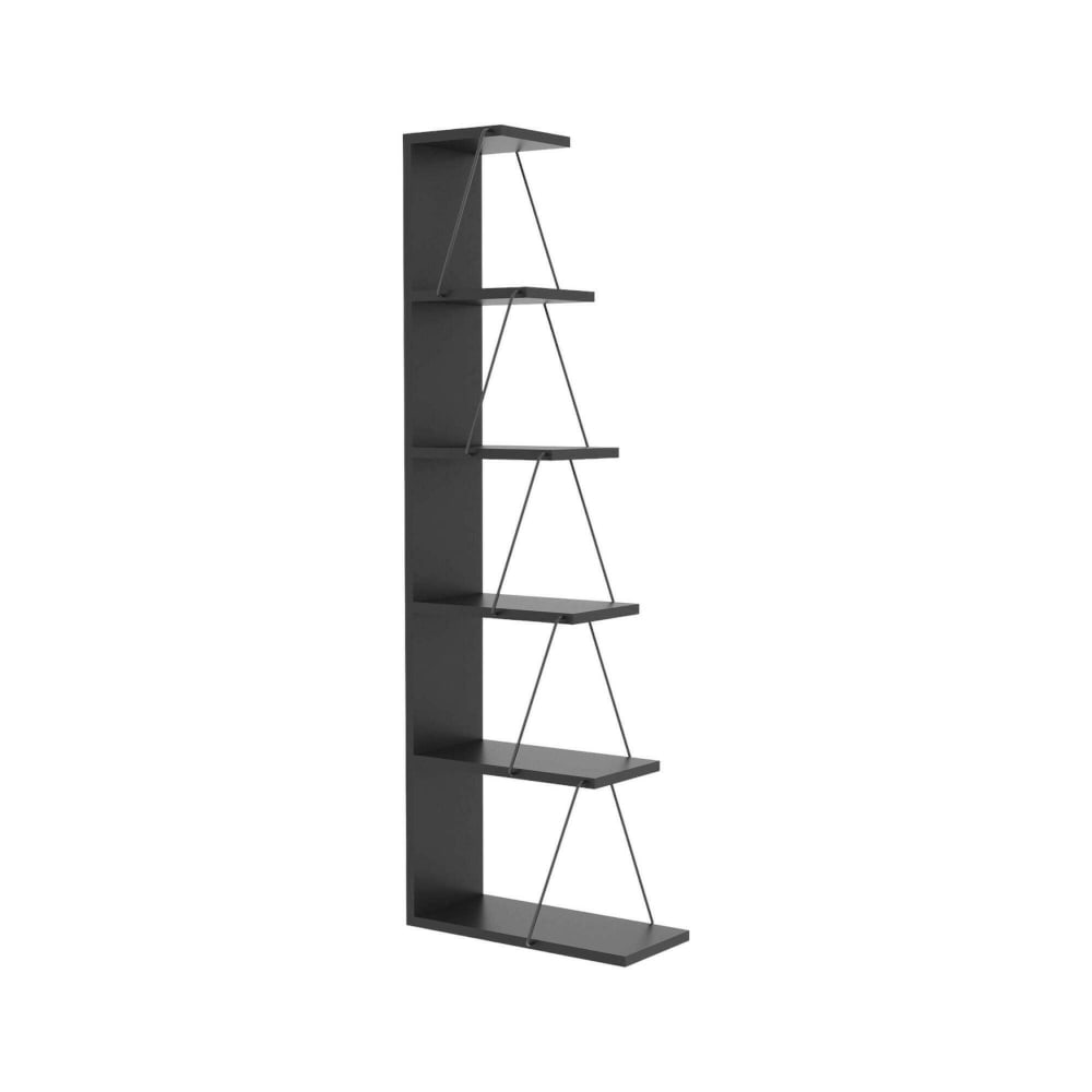 Dmora Bücherregal Holzeffekt anthrazit, schwarz 50x22 cm style modern - Holz