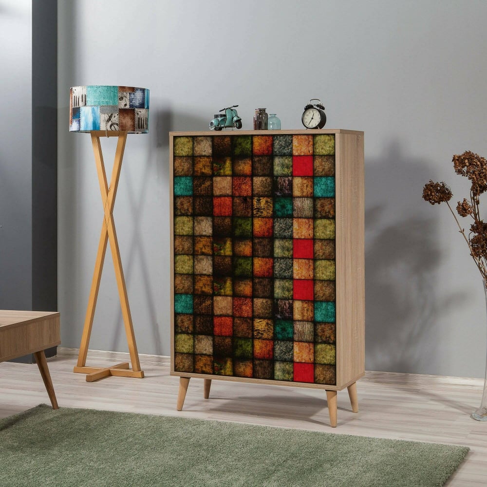 Buffet effet bois beige, multicolore 80x36  cm - Maisons du Monde