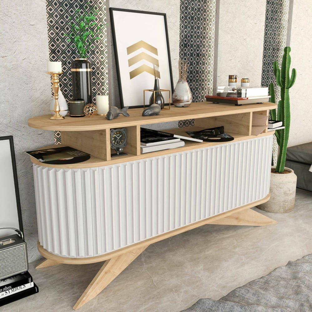 Kommode Holzeffekt eiche, weiß 150x43 cm - Maisons Du Monde