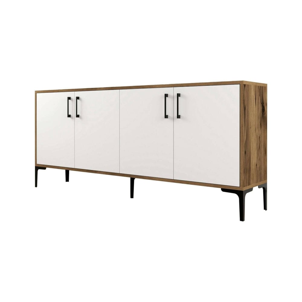 Dmora Kommode Holzeffekt walnuss, weiß 180x35 cm style modern Braun Holz