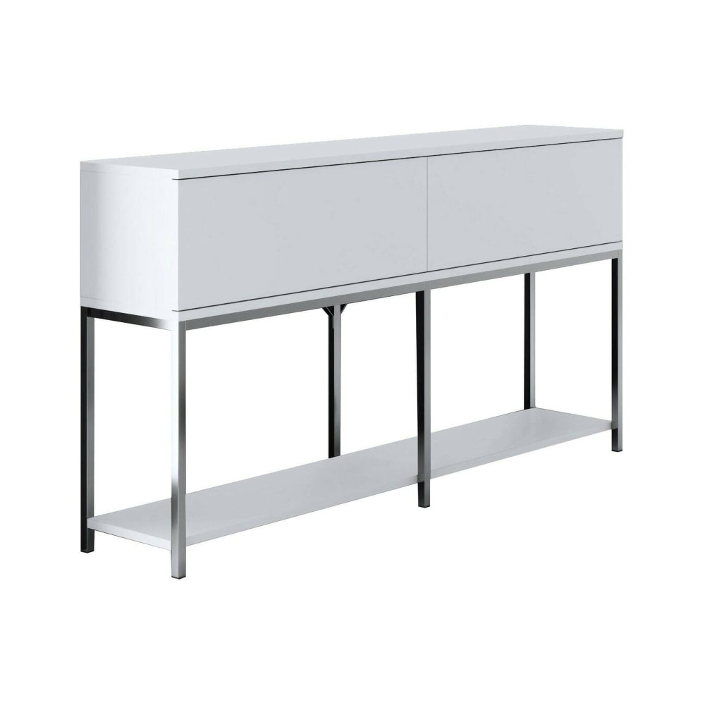 Buffet effet bois blanc, argent 150x30  cm