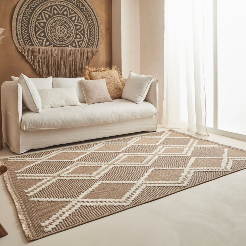 Tapis intérieur et extérieur en polypropylène marron 60x180cm