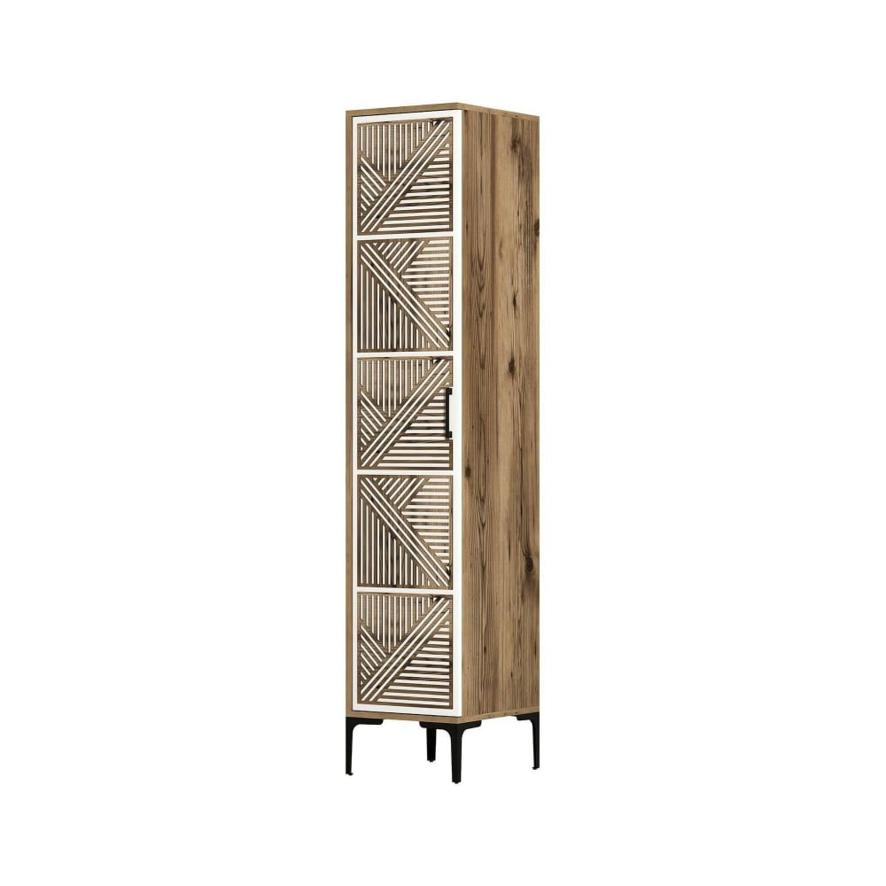 Armoire polyvalente 1 porte effet bois beige, blanc 48x40  cm
