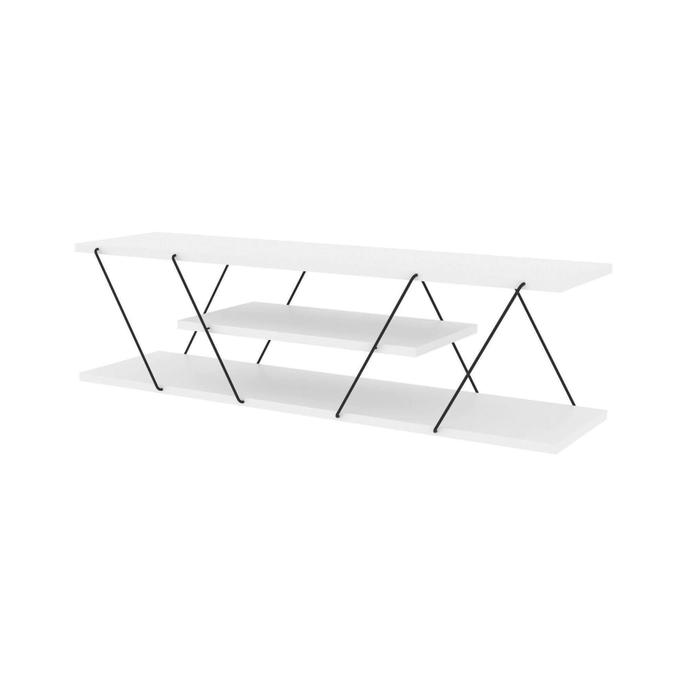 Meuble TV effet bois blanc noir 120x30  cm