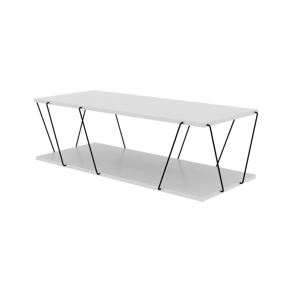 Table basse effet bois blanc noir 120x50  cm
