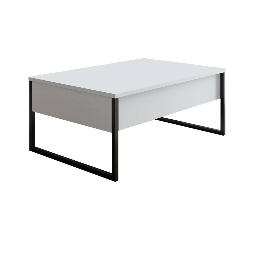 Table basse effet bois blanc noir 90x60  cm