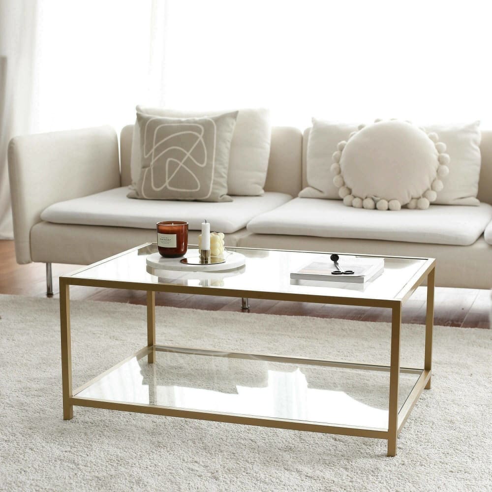 Table basse salon en métal or 90x60x40h cm - Maisons du Monde