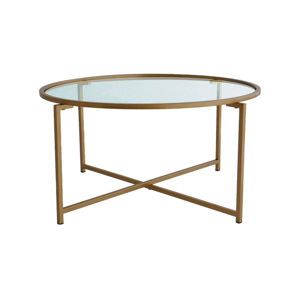 Table basse en verre or, colombe 83x83  cm