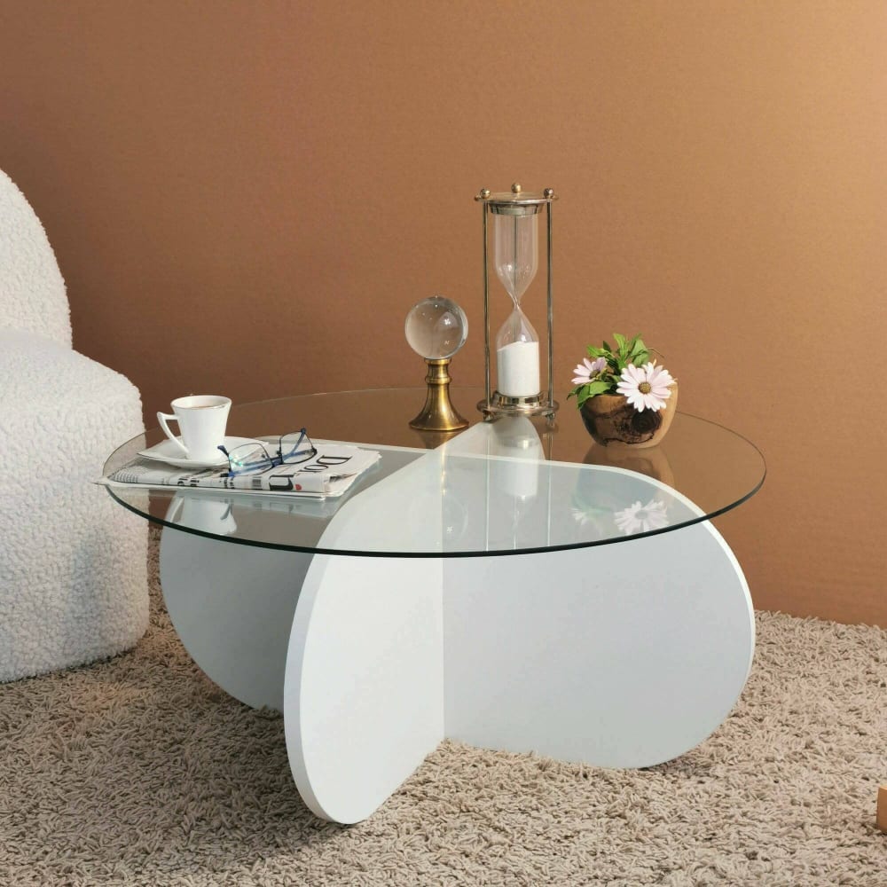 Table basse en bois mélaminé blanc 75x75x35h cm - Maisons du Monde