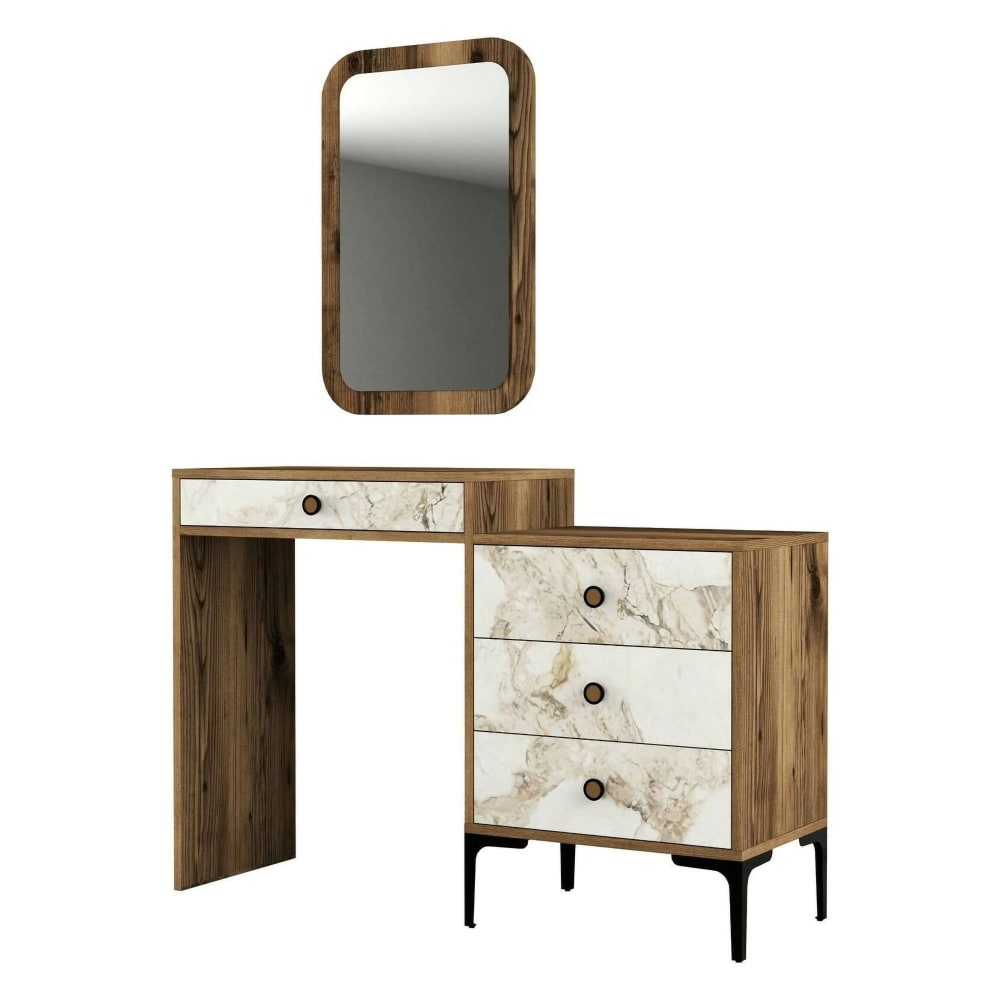 Dmora Konsolentisch Holzeffekt walnuss, weiß 124x40 cm style modern Braun Metall
