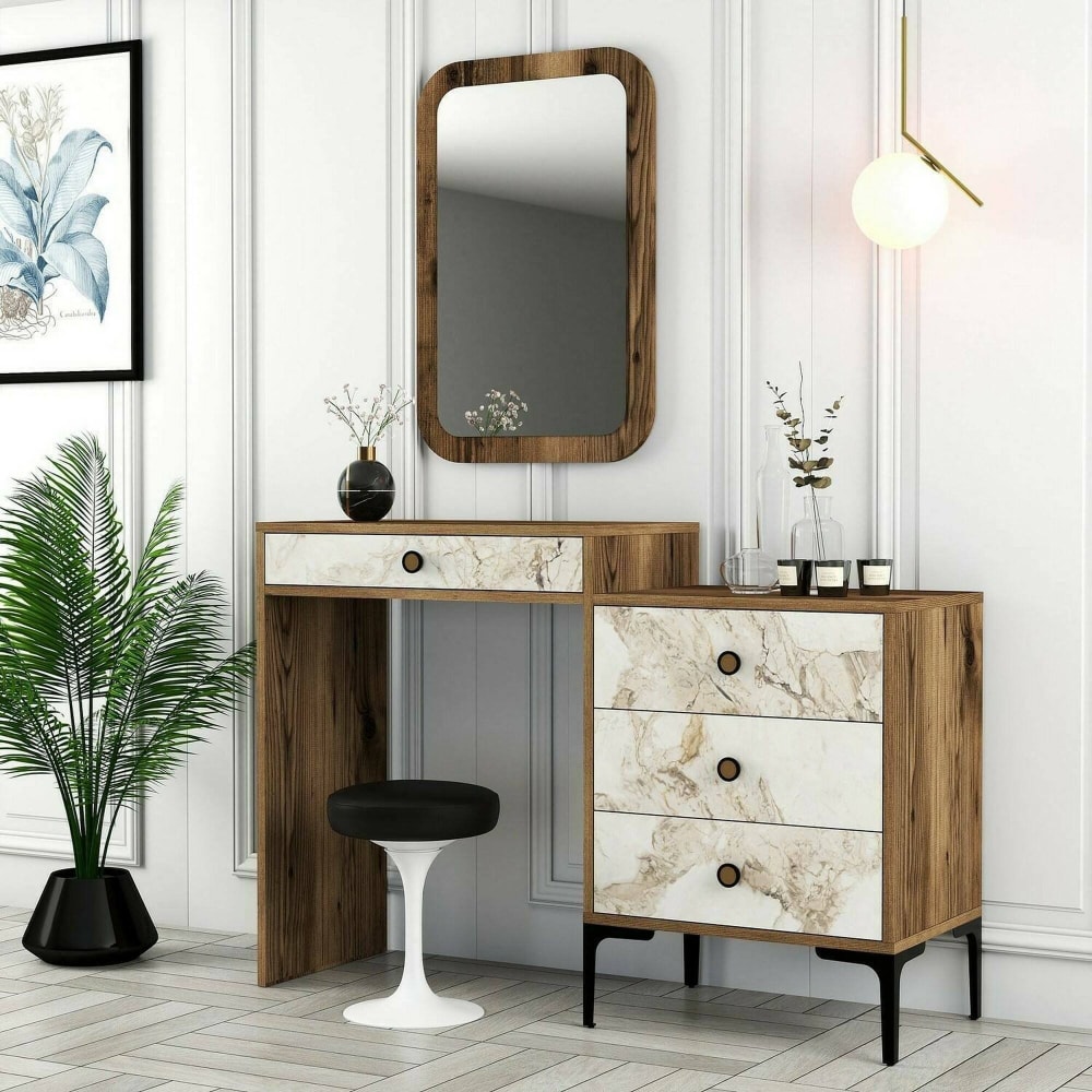 Console effet bois beige, blanc 124x40 cm - Maisons du Monde