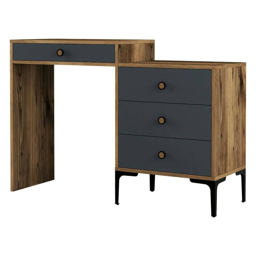 Dmora Konsolentisch Holzeffekt walnuss, anthrazit 124x40 cm style modern Braun Metall