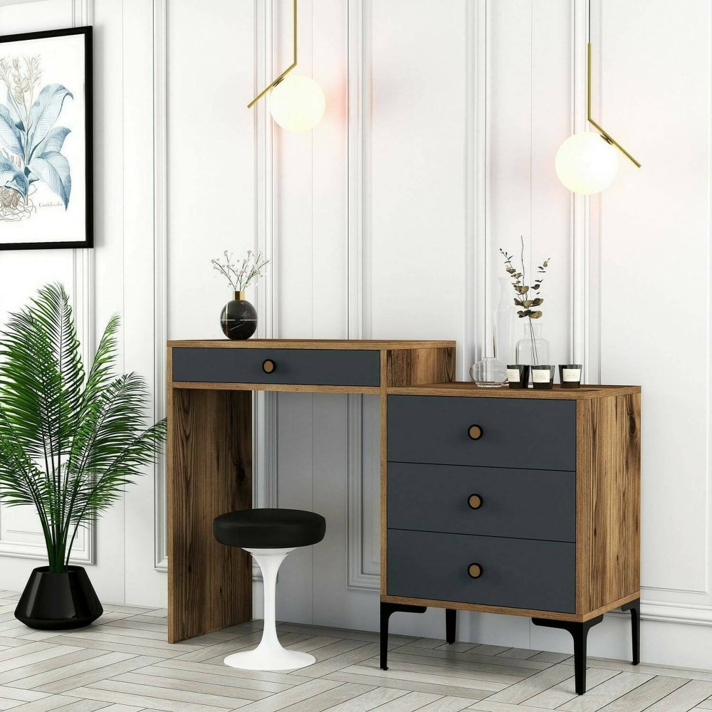 Console effet bois beige, anthracite 124x40 cm - Maisons du Monde