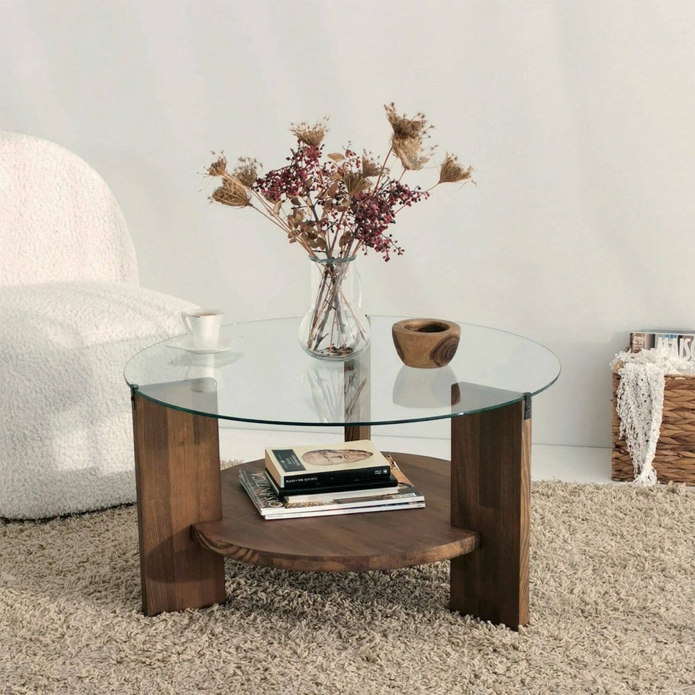 Table basse en bois massif noyer brun - Maisons du Monde